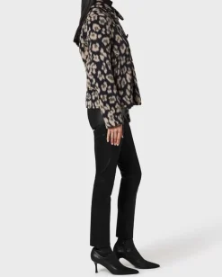 Alfie Leopard Wool Alpaca Peacoat