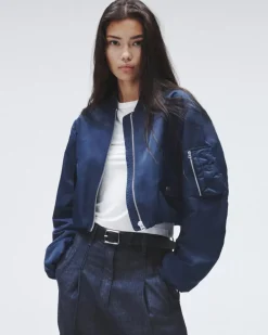 Maggie Cropped Nylon Bomber