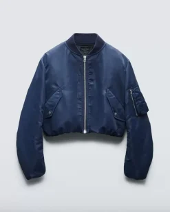 Maggie Cropped Nylon Bomber